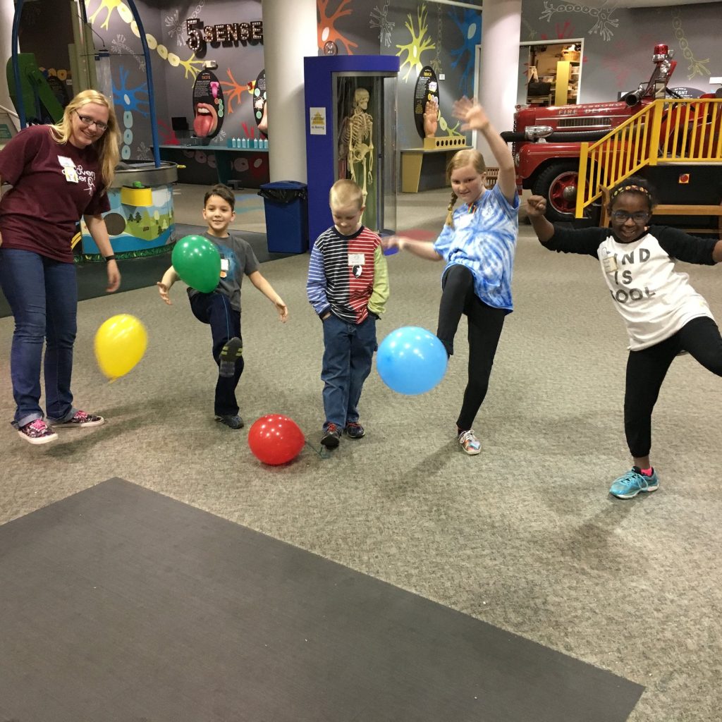 Kids exploring with balloons at The Discovery Center in Murfreesboro, TN